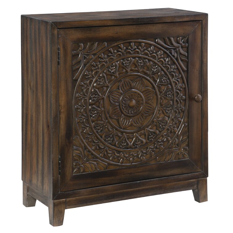 Carved wood store accent cabinet